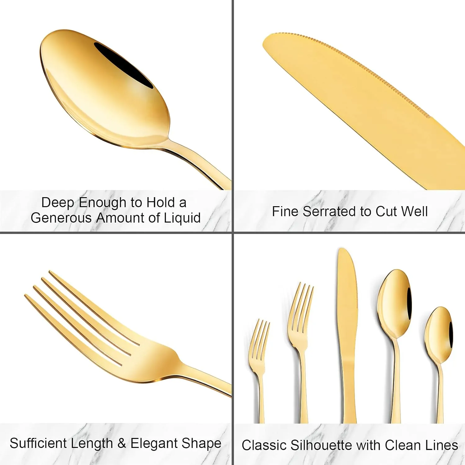 Gold Silverware Set for 12, 60 piece Gold Cutlery Set, Gold Stainless Steel forks Spoons Set, Gold Flatware Set for 12, Golden Kitchen Utensils Set, Home Restaurant Knife Fork Spoon Tableware Set