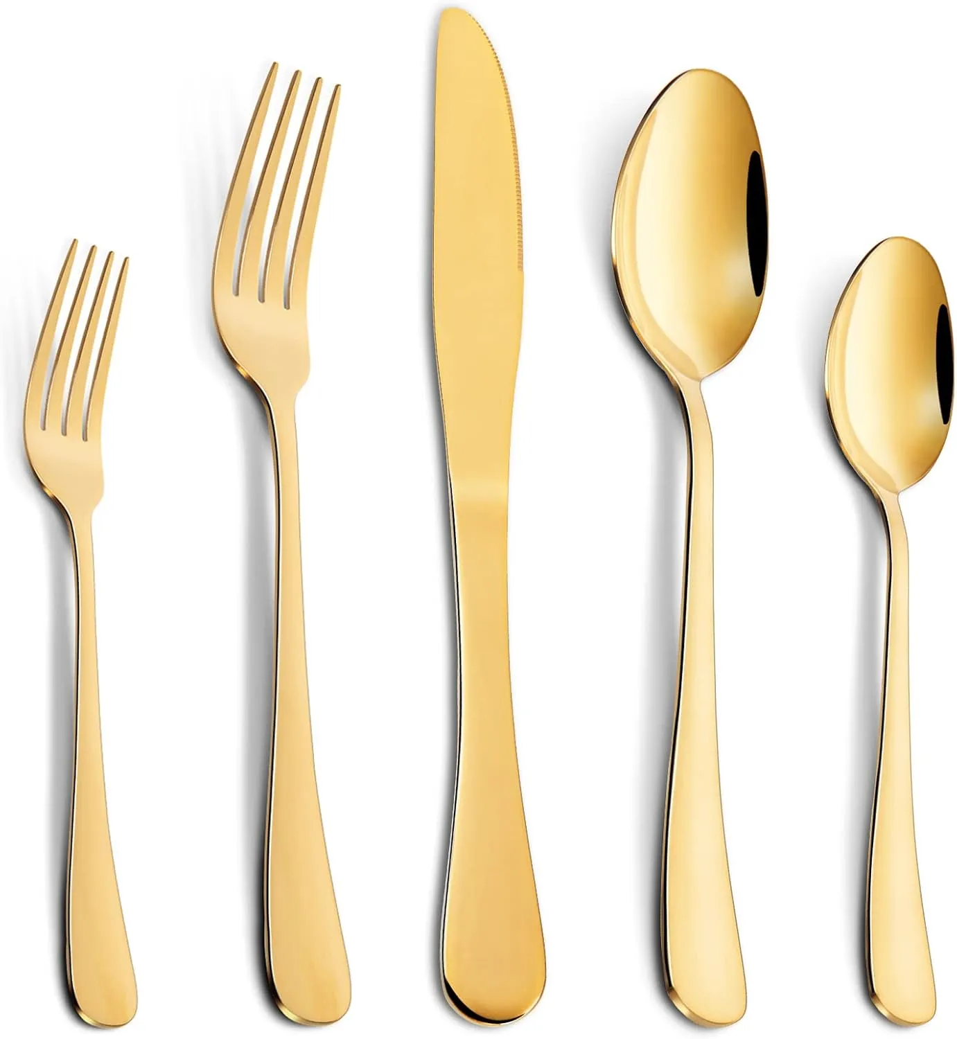 Gold Silverware Set for 12, 60 piece Gold Cutlery Set, Gold Stainless Steel forks Spoons Set, Gold Flatware Set for 12, Golden Kitchen Utensils Set, Home Restaurant Knife Fork Spoon Tableware Set