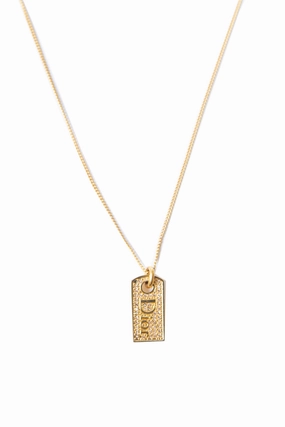 Gold Crystal Dog Tag Necklace