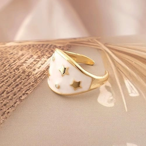 Gold-Plated Heart Evil Eye Ring – Lucky Protection Jewellery for Women, Trendy Fashion Accessory, Bold Design