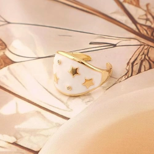 Gold-Plated Heart Evil Eye Ring – Lucky Protection Jewellery for Women, Trendy Fashion Accessory, Bold Design