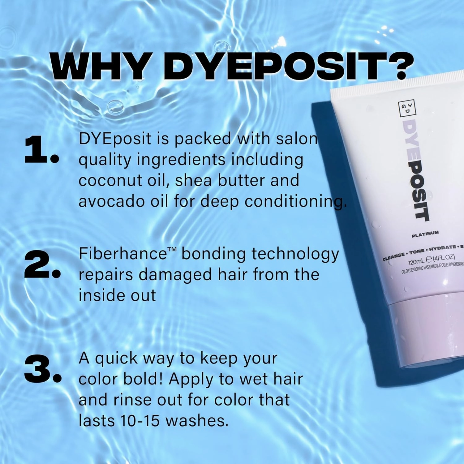 Good Dye Young Color Depositing Mask, DYEposit Color Depositing Conditioner, Toning Treatment, Tone & Enhance Color-Treated Hair - Semi Permanent Hair Dye, Vegan and Cruelty-Free (Purple) 4 fl oz