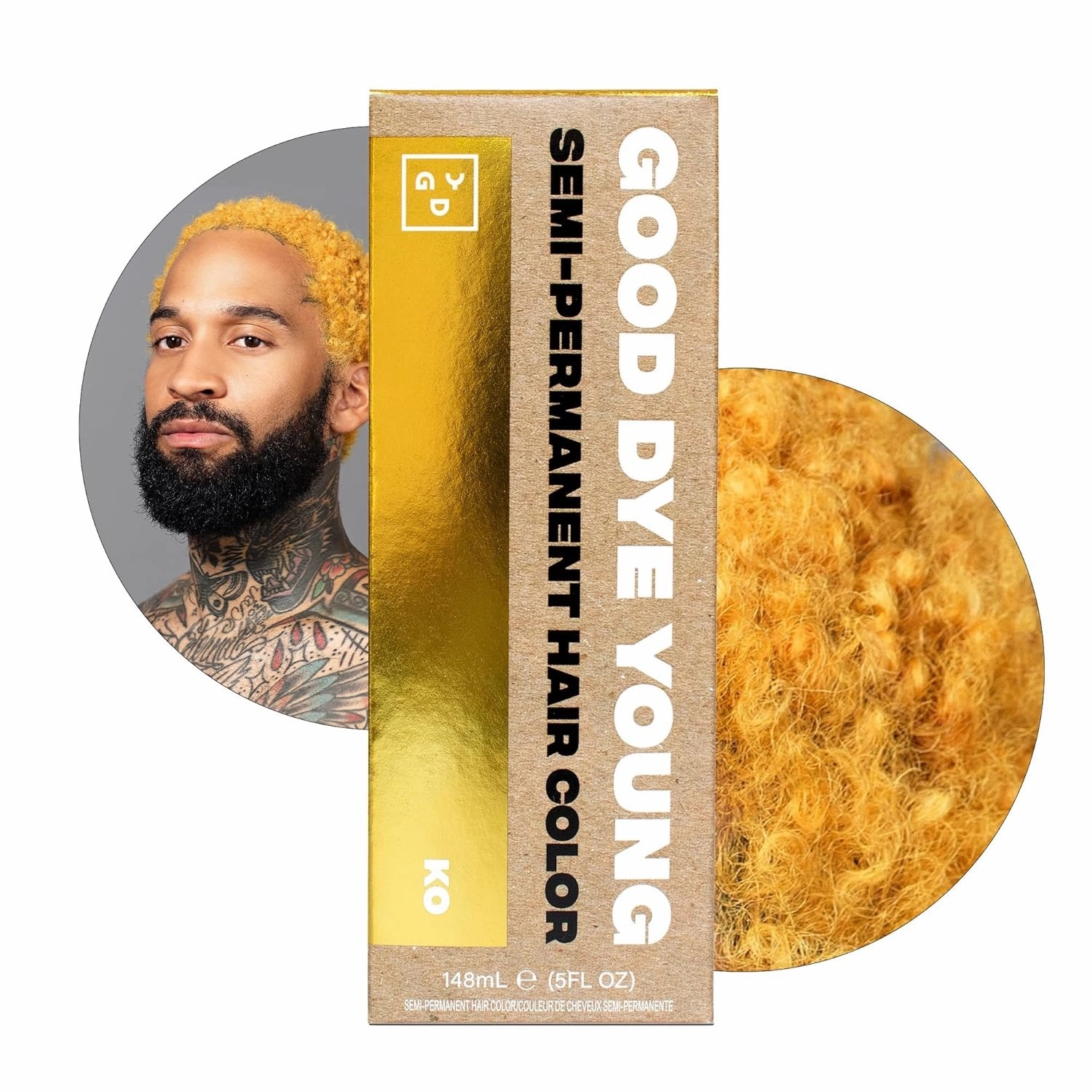 Good Dye Young Semi Permanent Hair Color (KO Gold) - UV Protective, Conditioning, Temporary Color Lasts 15-24  Washes - PPD-free, Cruelty-Free & Vegan
