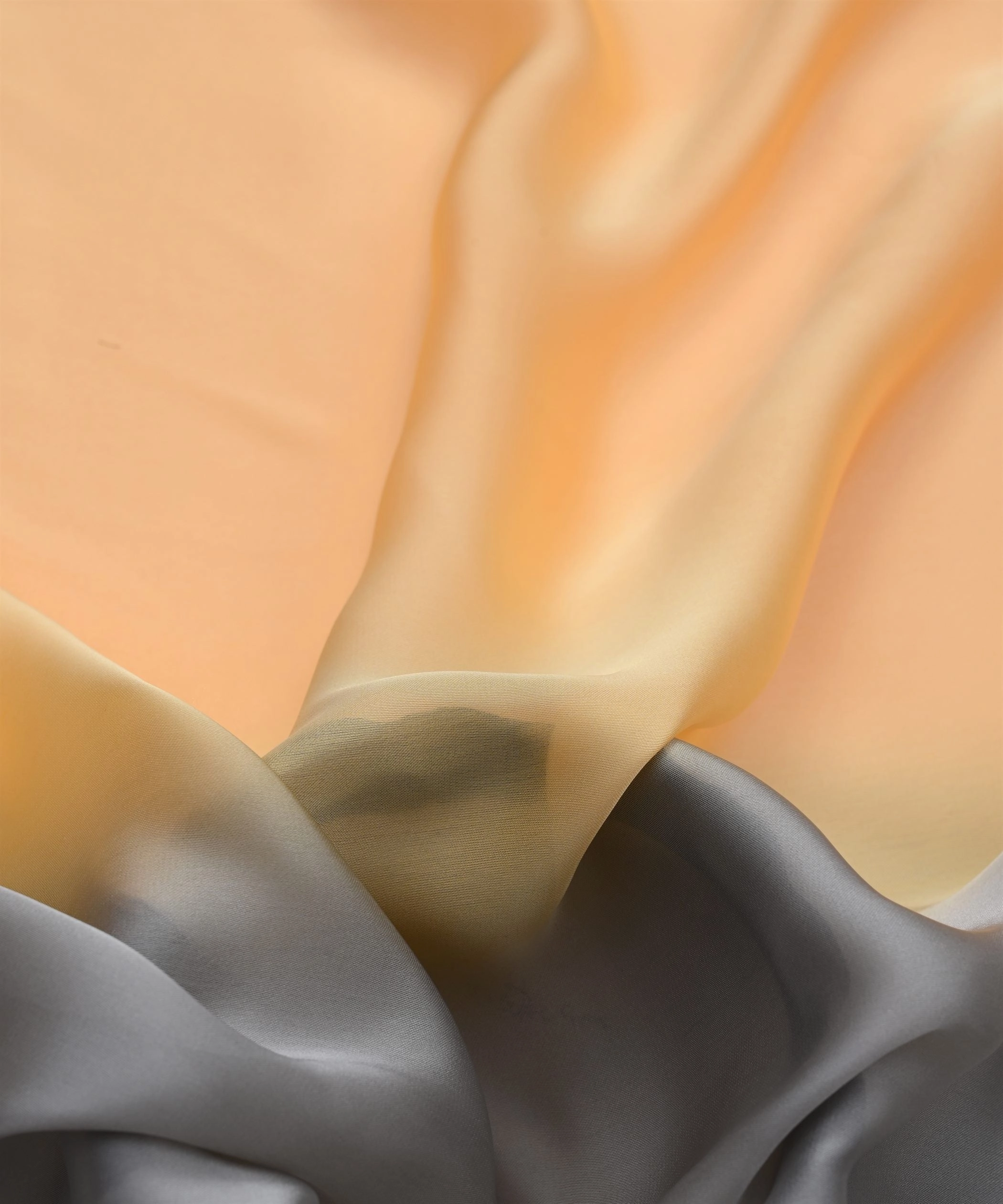 Grey-Peach Two Shaded Satin Georgette Fabric