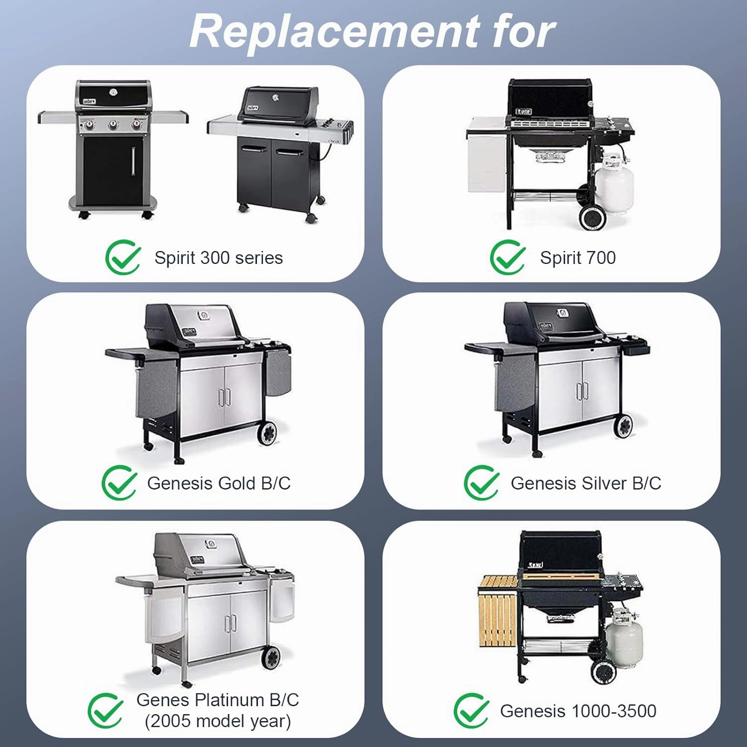 Grill Parts for Weber Spirit e310, 17.5" Grill Grates for Weber Spirit 300 and Spirit II 300, Spirit E/S310 E/S315 320 330 SP320, Spirit 700, Genesis 1000-3500, Gold & Silver B/C Gas Grill, 7638 7639