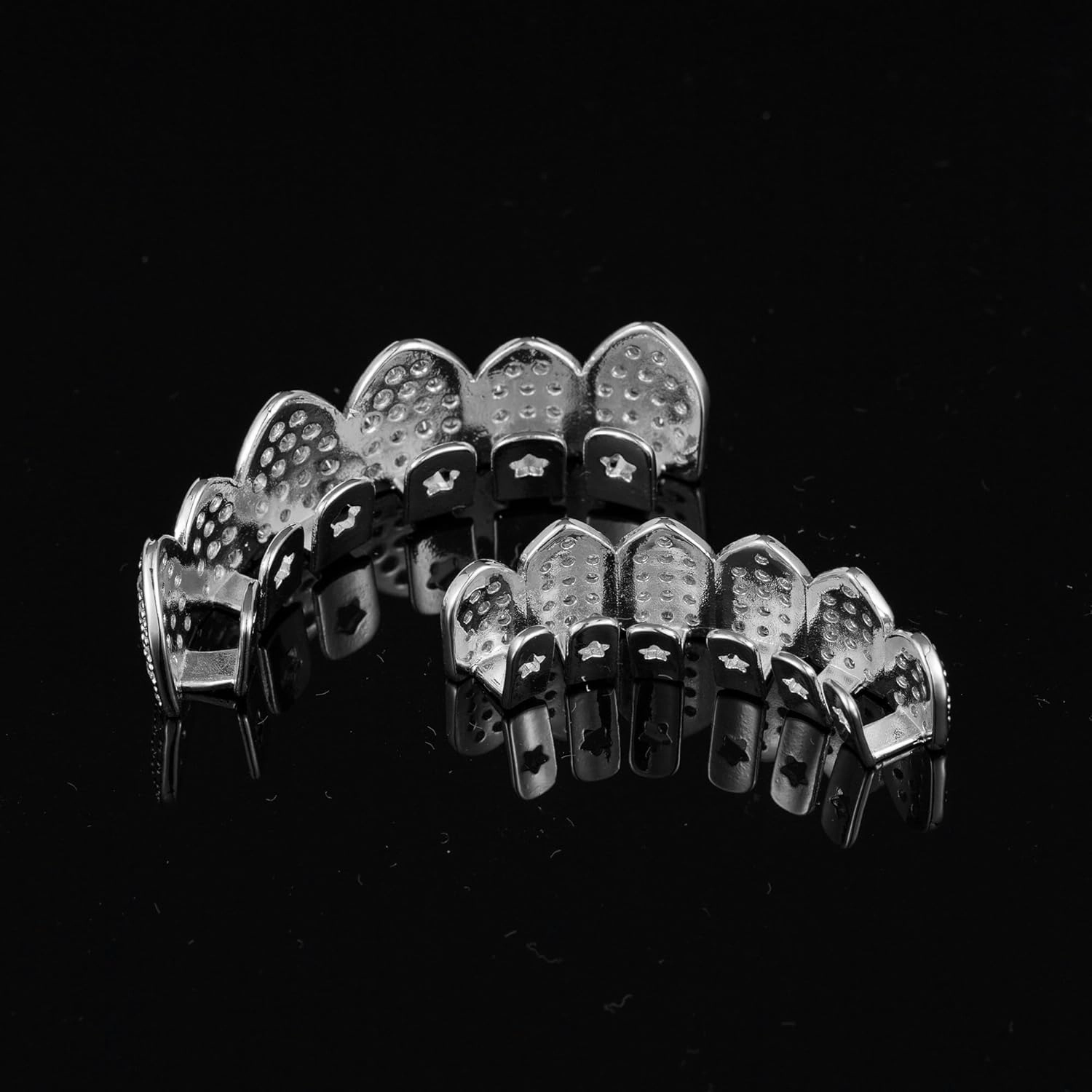 Grills for Your Teeth Diamond Grillz 14K Plated Gold Silver Vampire Teeth Caps Iced Out CZ Mouth Grillz Teeth Men