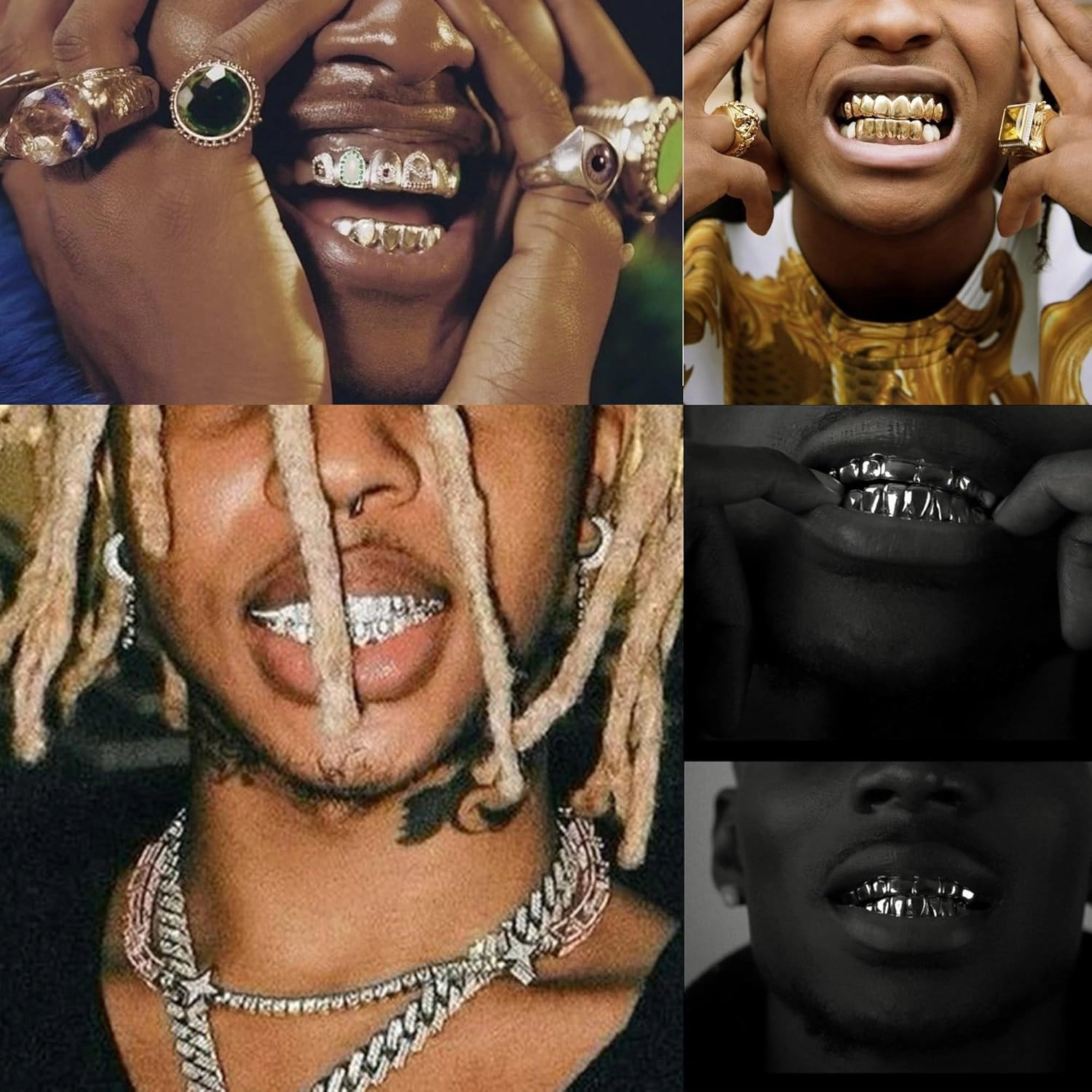 Grills for Your Teeth Diamond Grillz 14K Plated Gold Silver Vampire Teeth Caps Iced Out CZ Mouth Grillz Teeth Men