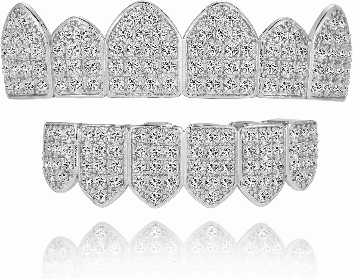 Grills for Your Teeth Diamond Grillz 14K Plated Gold Silver Vampire Teeth Caps Iced Out CZ Mouth Grillz Teeth Men