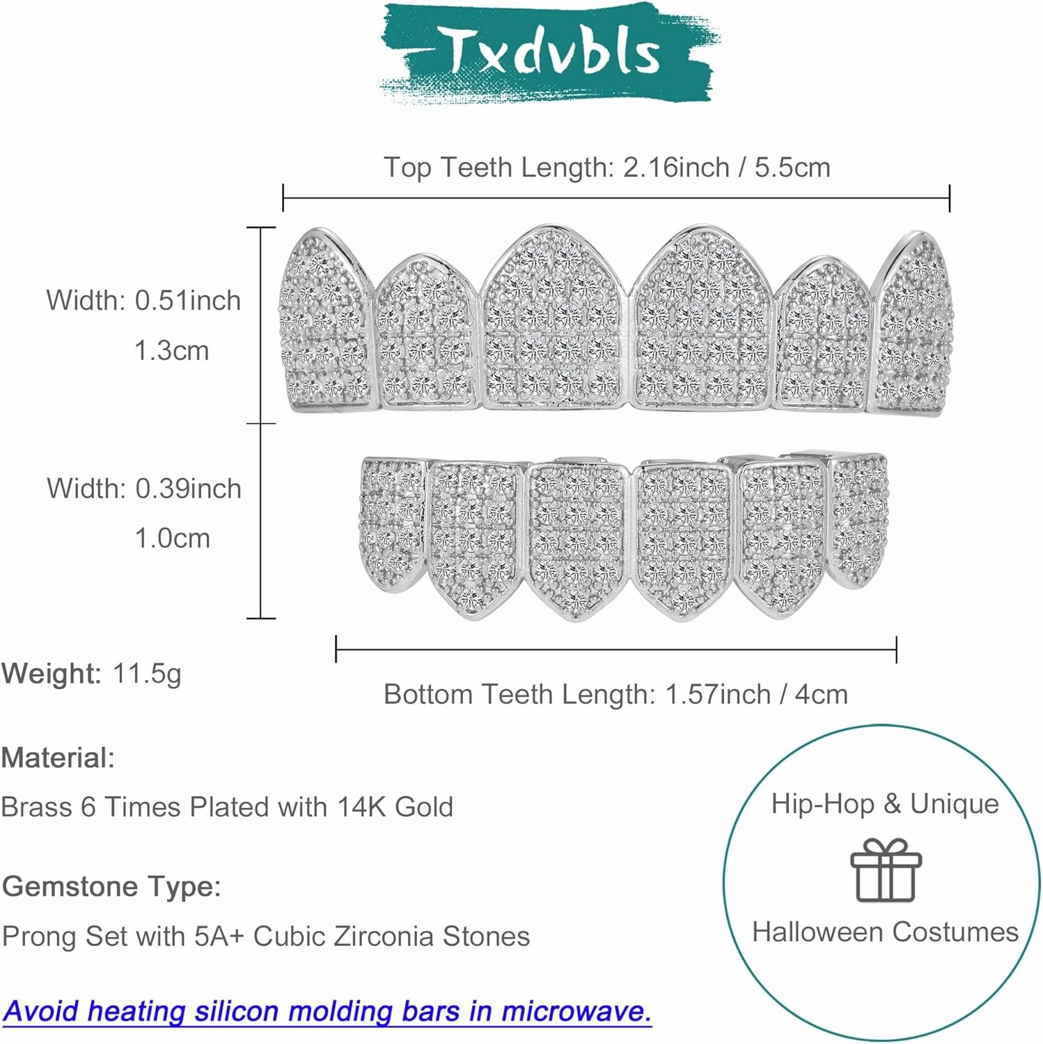 Grills for Your Teeth Diamond Grillz 14K Plated Gold Silver Vampire Teeth Caps Iced Out CZ Mouth Grillz Teeth Men
