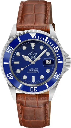 GV2 Men's Liguria Swiss Automatic Watch, Genuine Italian Leather Strap