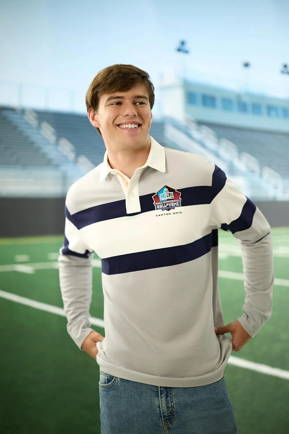 Haggar Pro Football Hall of Fame Long Sleeve Striped Rugby Shirt