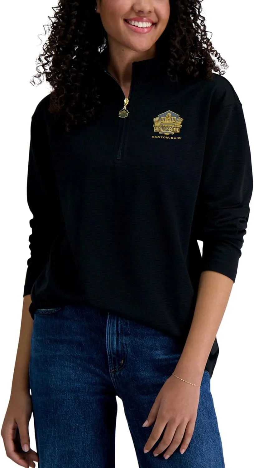 Haggar Pro Football Hall of Fame Mock Neck Ribbed Quarter Zip Pullover
