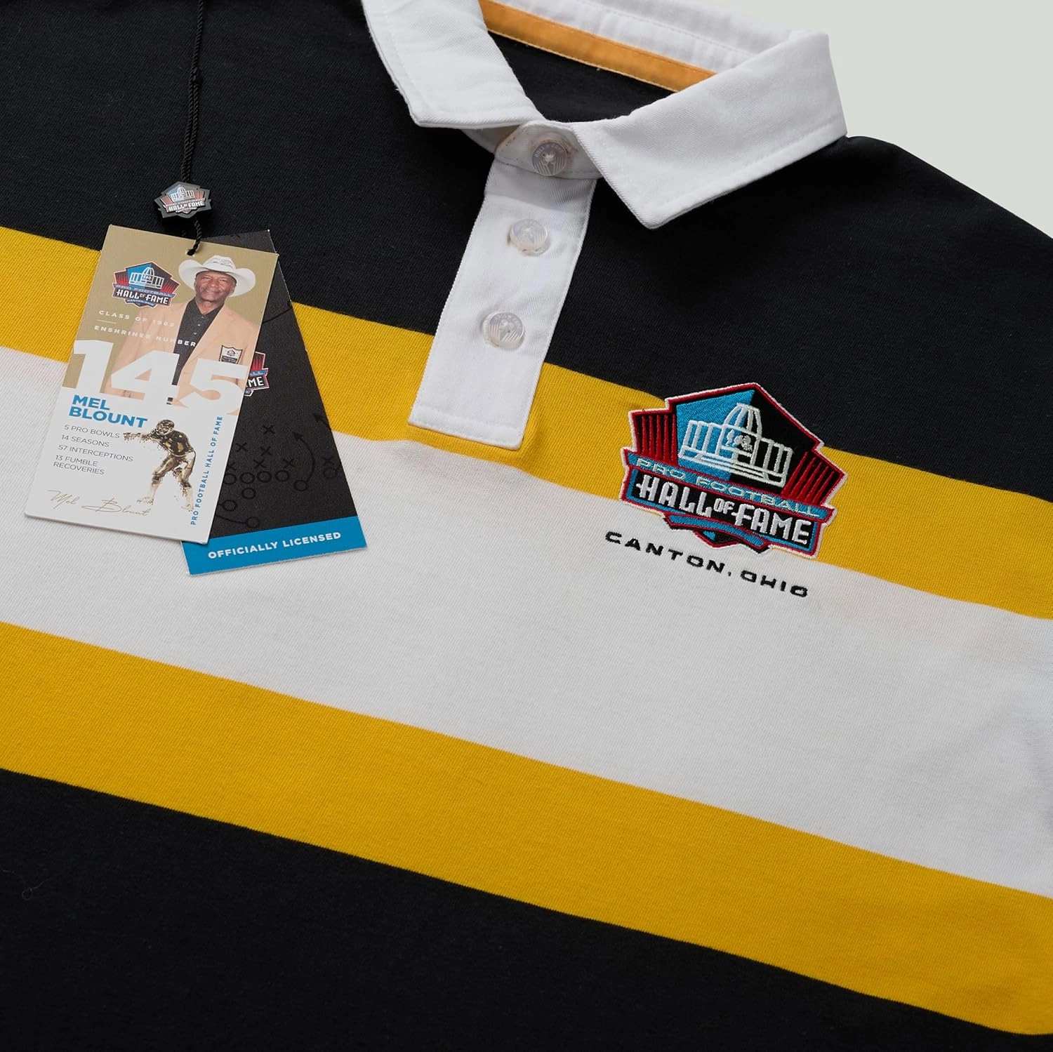 Haggar Pro Football Hall of Fame Long Sleeve Striped Rugby Shirt