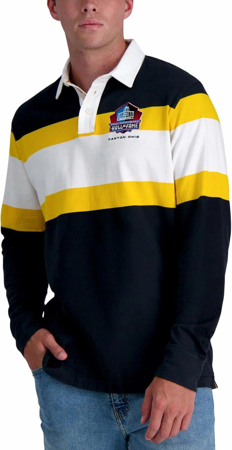 Haggar Pro Football Hall of Fame Long Sleeve Striped Rugby Shirt