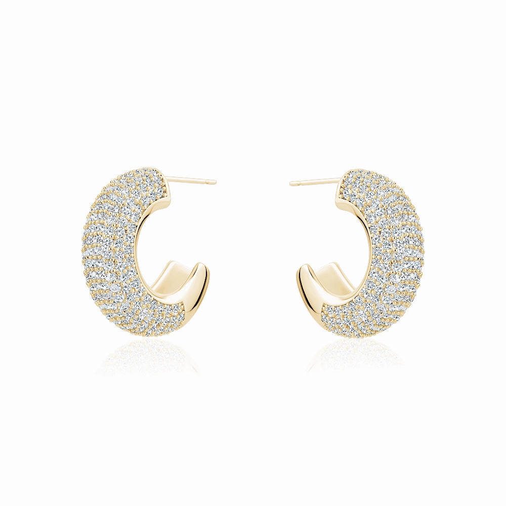 HALF HOOP PAVE BOLD EARRINGS