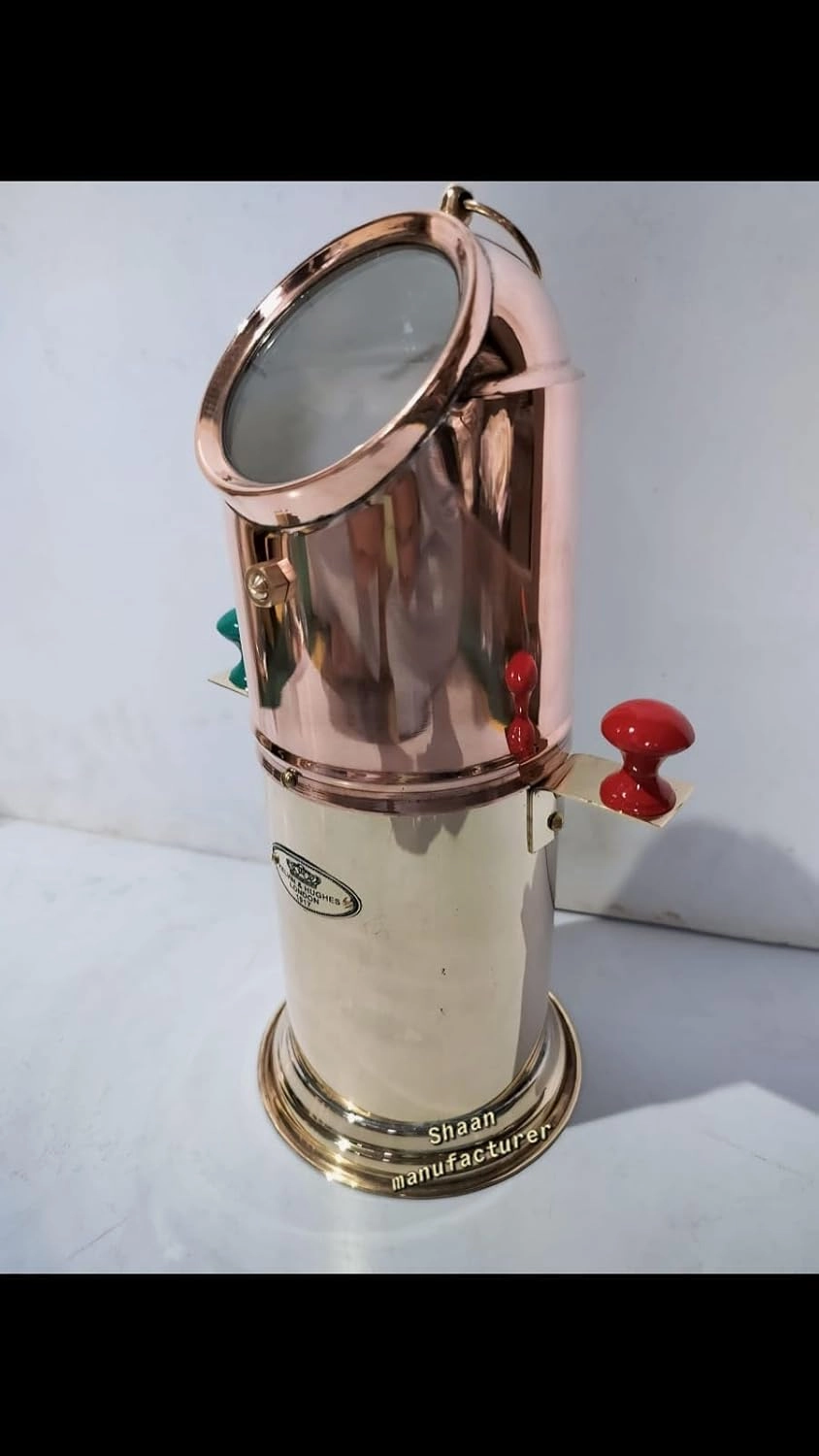 Handmade Brass Nautical Gimbal Compass, with Copper Body, 35.5 cm Height, Antique Style Decorative Home Office Decor