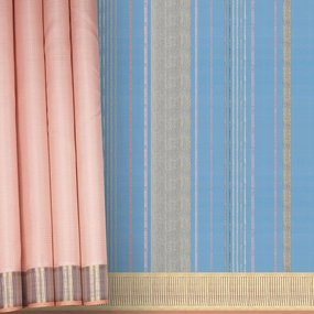 Handwoven Peach with Blue Kanjivaram Silk Saree - 2316T011094DSC