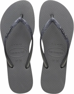Havaianas Women's Slim Glitter II Flip Flop - Glitter Fashion Sandals (Grey/Graphite, US Footwear Size System, Adult, Women, Numeric Range, Medium, 6, 6.5)