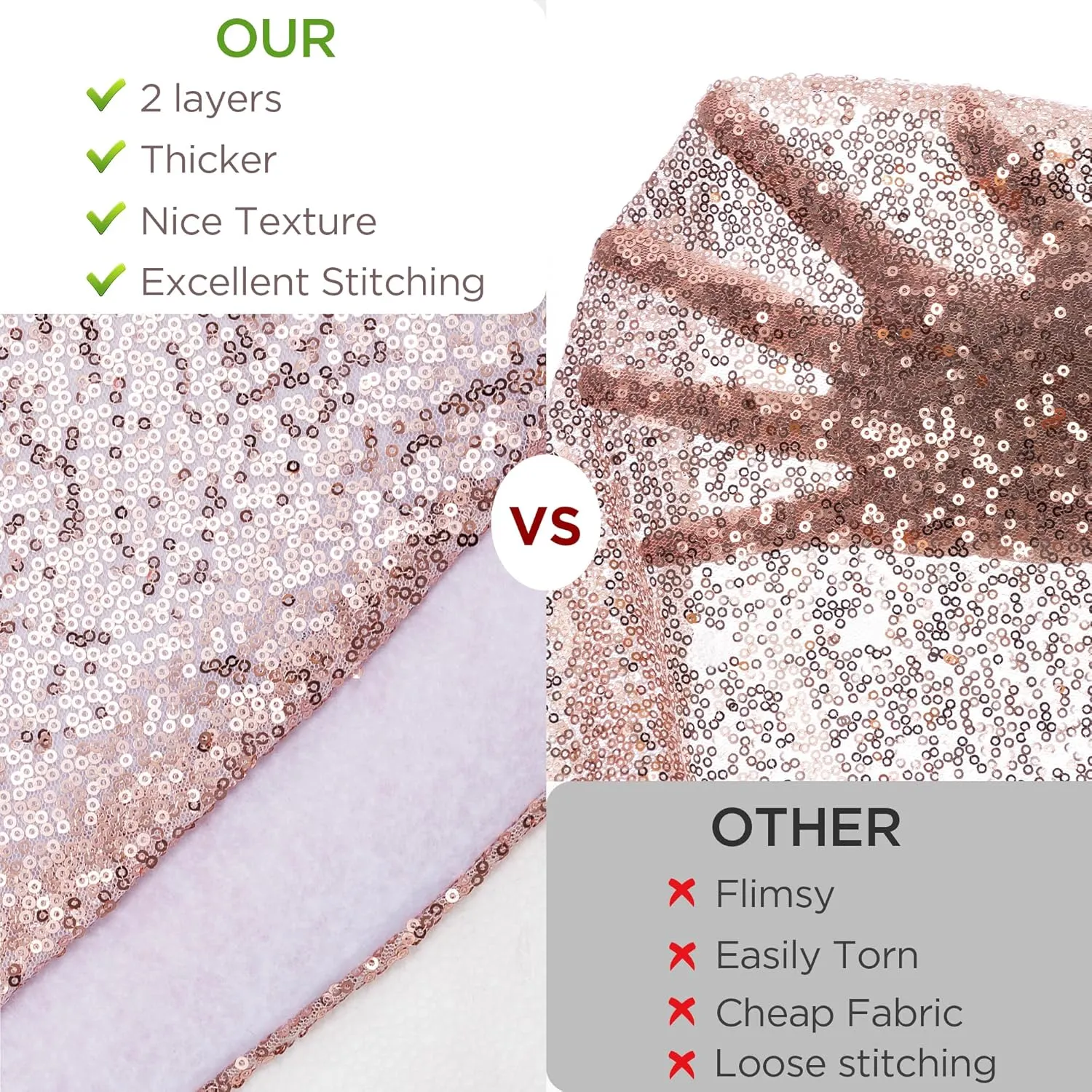 HBlife Christmas Tree Skirt 48 Inches Rose Gold Sequins Tree Skirt Sparkle Tree Mat for Holiday Party Christmas Tree Decorations