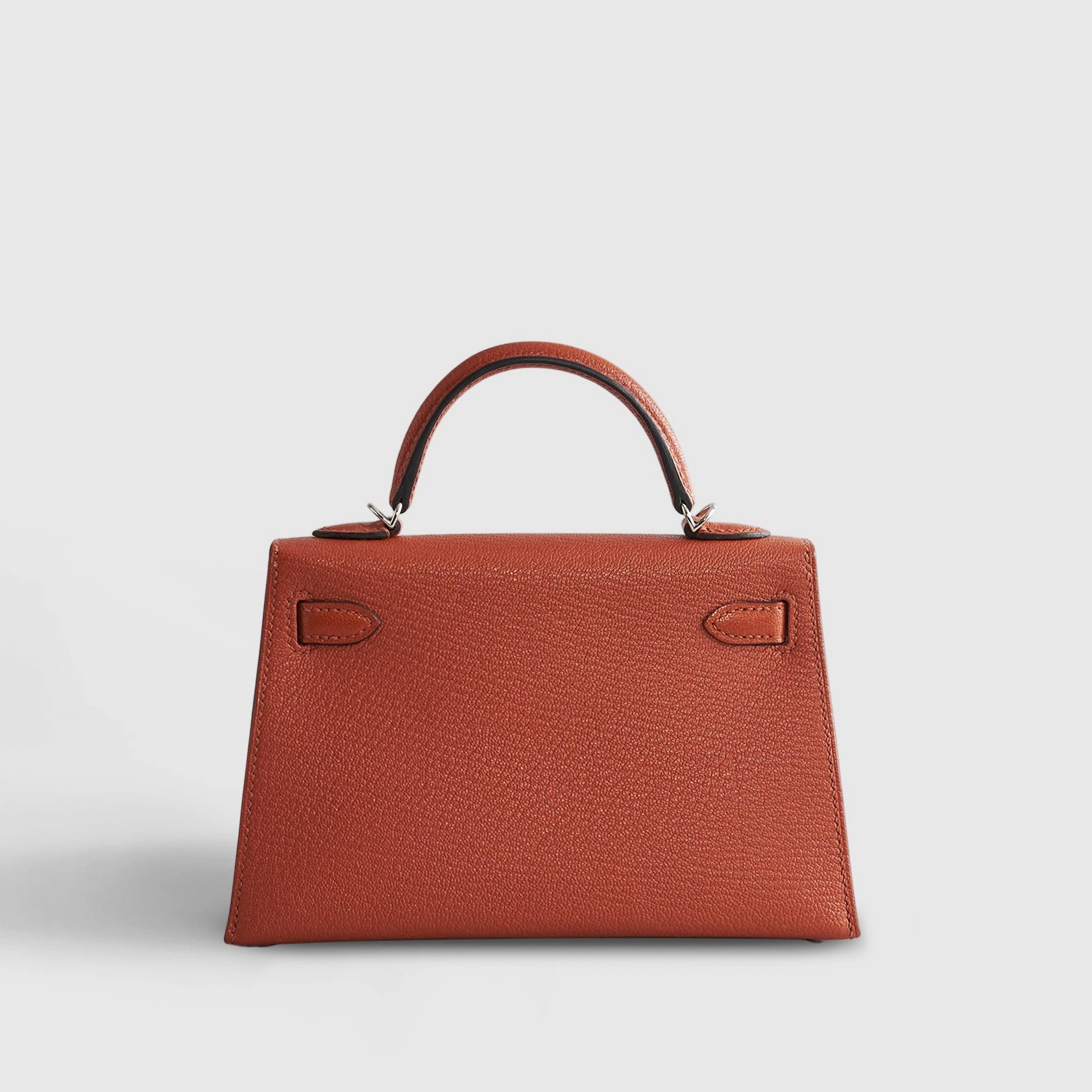 Hermès Kelly Mini Chevre Cuivre/Rose Mexico w/ Wool Strap Palladium Hardware