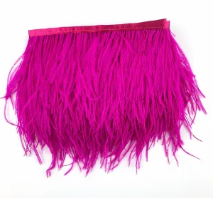 Heyiwell 2Yards Rose Red Ostrich Feather Fringe Trim for Sewing Clothes,Latin Dress,Wedding,DIY Dress Crafts Decoration 4~6" Inch
