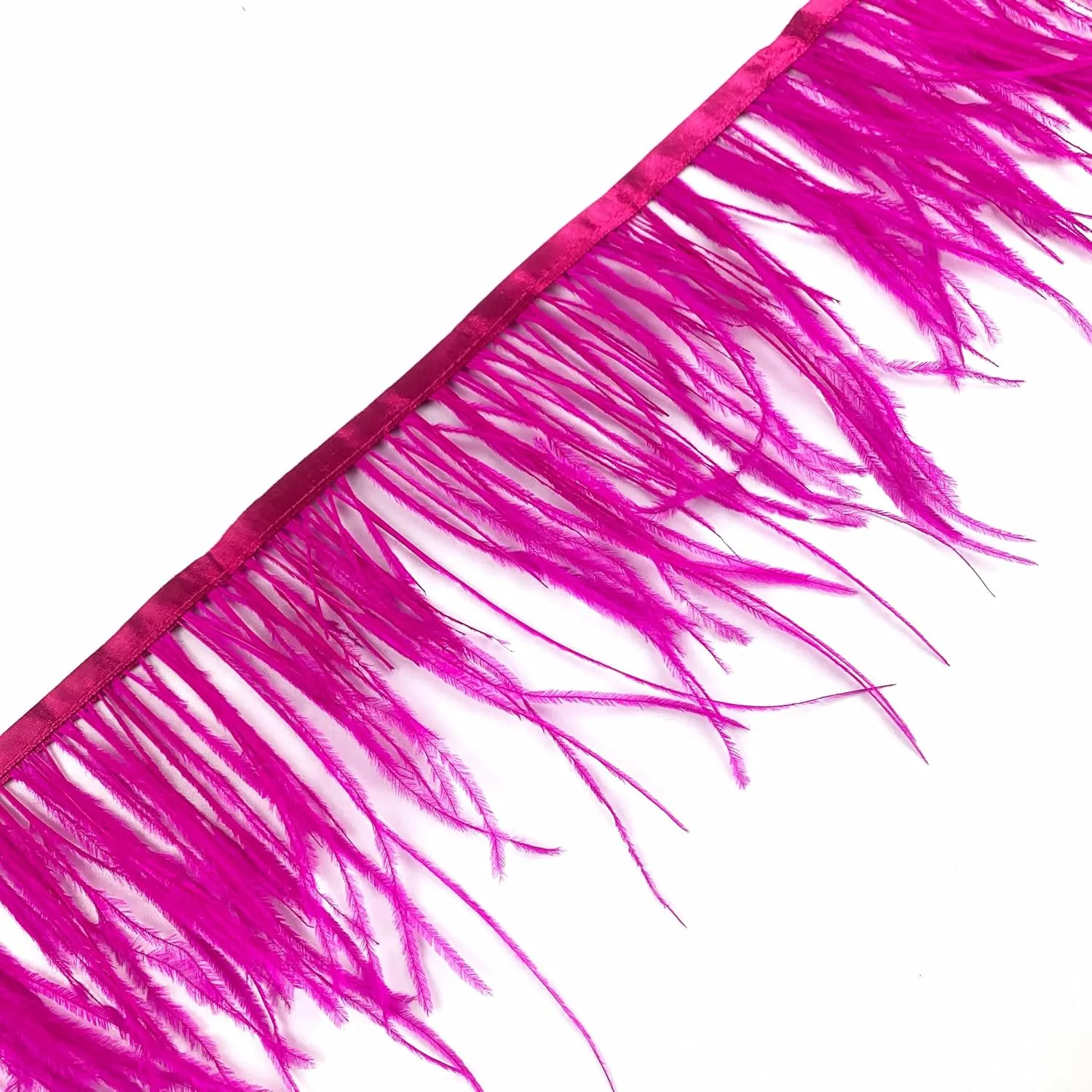 Heyiwell 2Yards Rose Red Ostrich Feather Fringe Trim for Sewing Clothes,Latin Dress,Wedding,DIY Dress Crafts Decoration 4~6" Inch