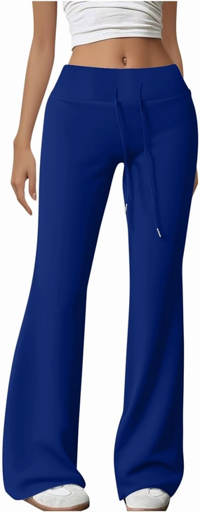 HGps8w Flared Yoga Pants for Women Drawstring High Waisted Casual Bootcut Leggings Comfy Lounge Sweatpants