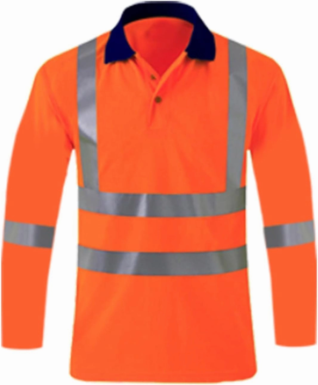 High Visibility Shirts for Men Long Sleeve Hi-Vis Reflective Stripes Shirts Collared Construction Work Polo Shirts