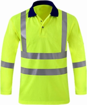 High Visibility Shirts for Men Long Sleeve Hi-Vis Reflective Stripes Shirts Collared Construction Work Polo Shirts