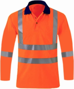 High Visibility Shirts for Men Long Sleeve Hi-Vis Reflective Stripes Shirts Collared Construction Work Polo Shirts
