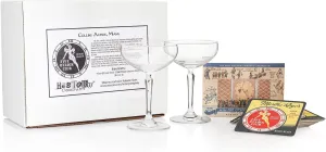 HISTORY COMPANY Miami Beach Five O’Clock Club – Art Deco Cocktail Coupe, 1950s-Inspired 2-Piece Set (Gift Box Collection)