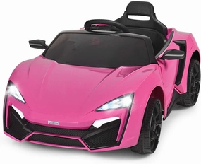 HONEY JOY Pink Ride On Car, 12V Battery Powered Electric Vehicle w/Remote Control,3 Speeds, LED Lights, Horn, Music, MP3, USB, Spring Suspension, 4 Wheeler for Boy Girl Gift, Electric Car for Kids