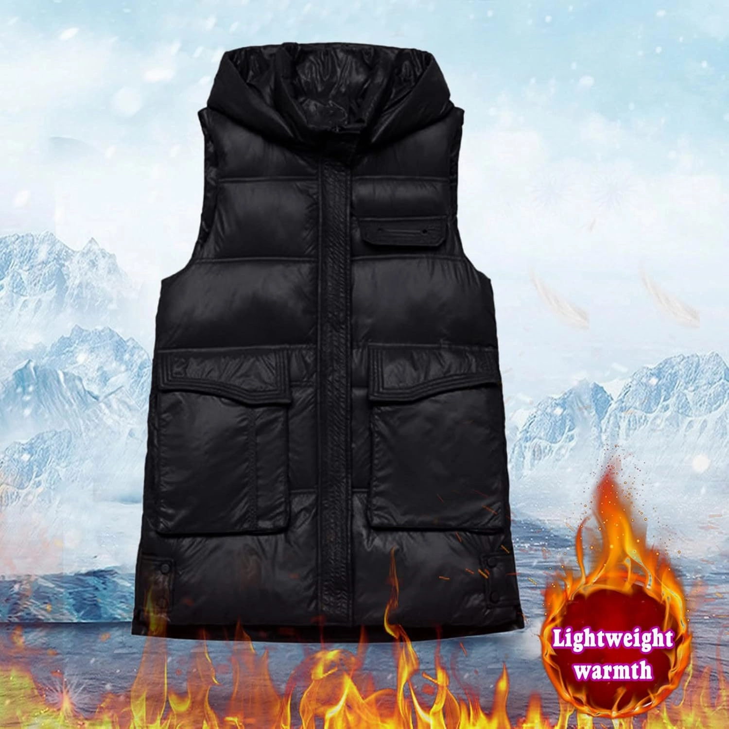 Hot Down Womens Vest Women Quilted Sleeveless Jacket Vest Hooded Thick Long Coat Winter Warm Womens Winter Jacket