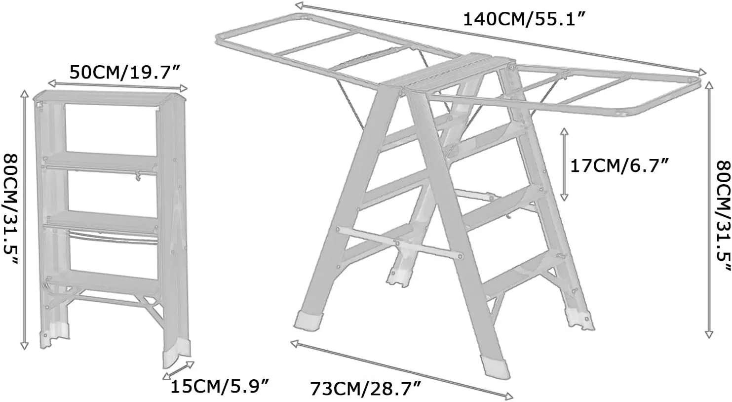 Household Drying Rack Multi-Function Stair Herringbone Ladder Thickened Aluminum Alloy Folding Ladder (Color : Silver White, Size : 4 Steps)