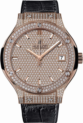 Hublot Classic Fusion Diamond Pave Dial 18kt Rose Gold Automatic Watch 565.OX.9010.LR.1704
