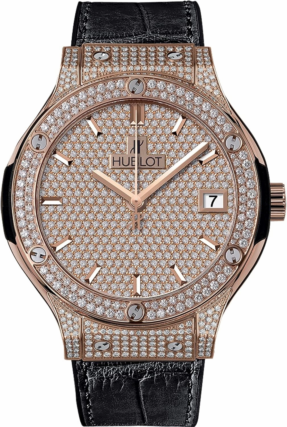 Hublot Classic Fusion Diamond Pave Dial 18kt Rose Gold Automatic Watch 565.OX.9010.LR.1704