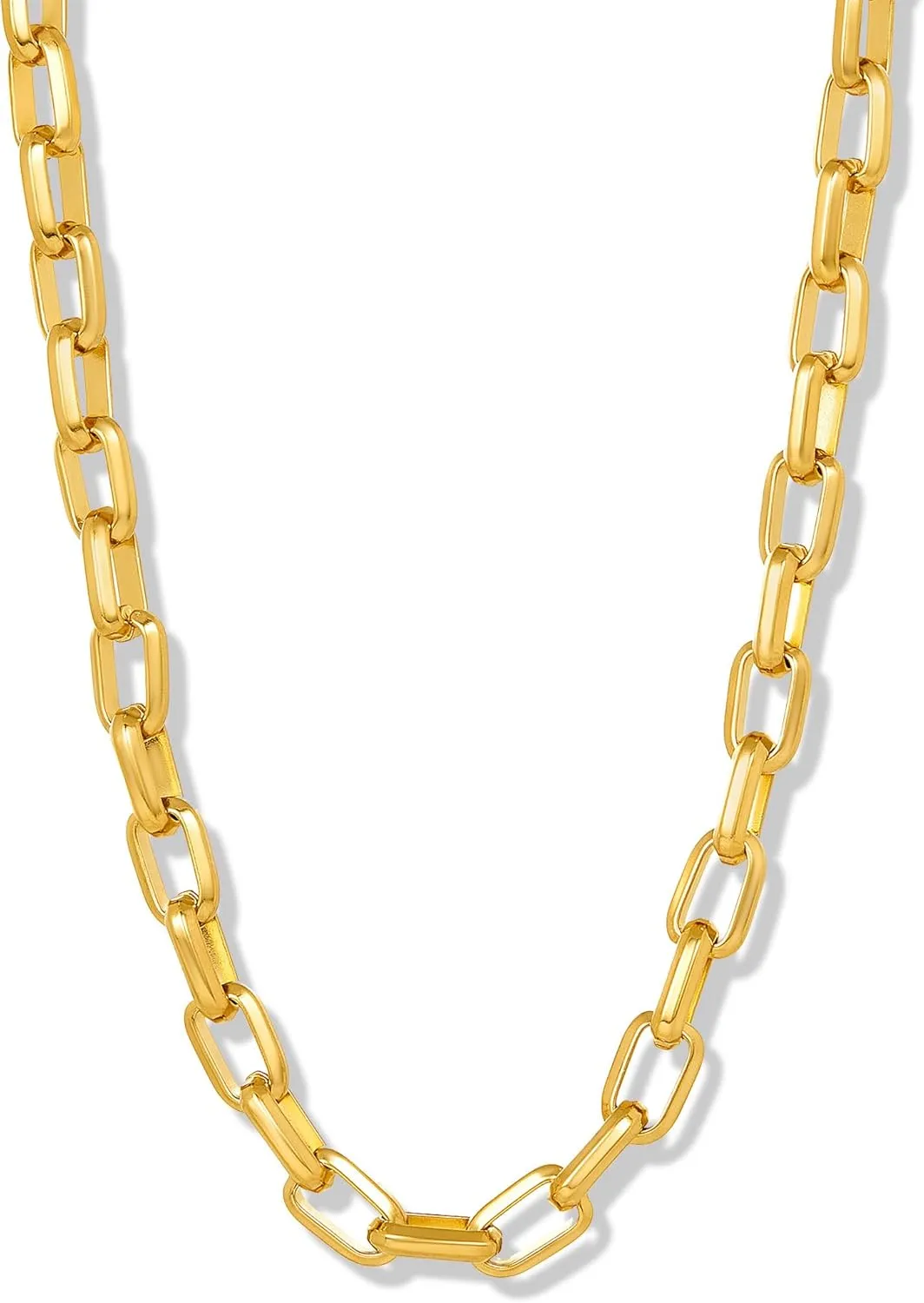 Invicta Jewelry Men's Beveled Edge Large Nautical Oval Link Chain Necklace (10mm) - 24"