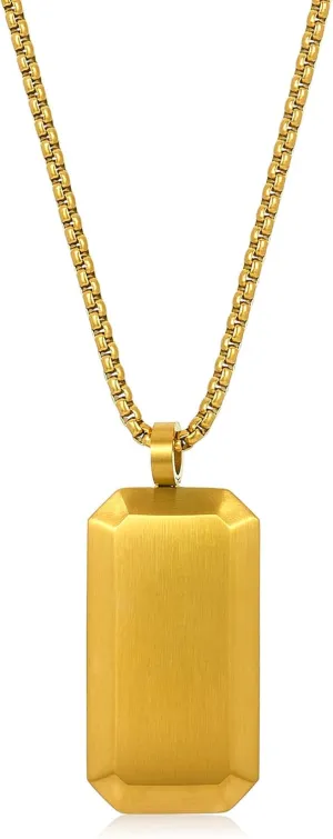 Invicta Jewelry Men's Small Beveled Edge Antiqued Dog Tag Necklace
