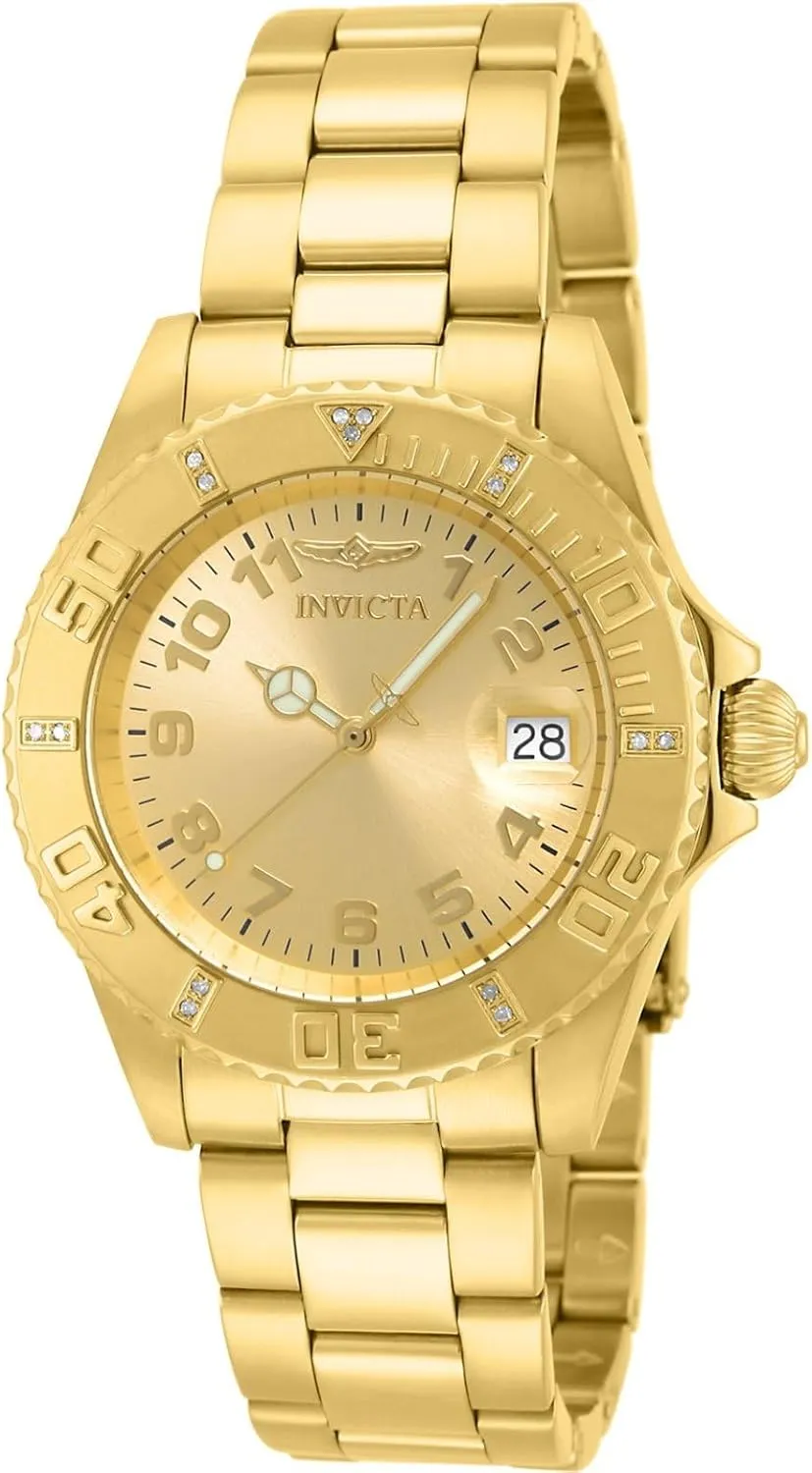 Invicta Women's 15249 "Pro Diver" 18k Yellow Gold Ion-Plated Stainless Steel Watch