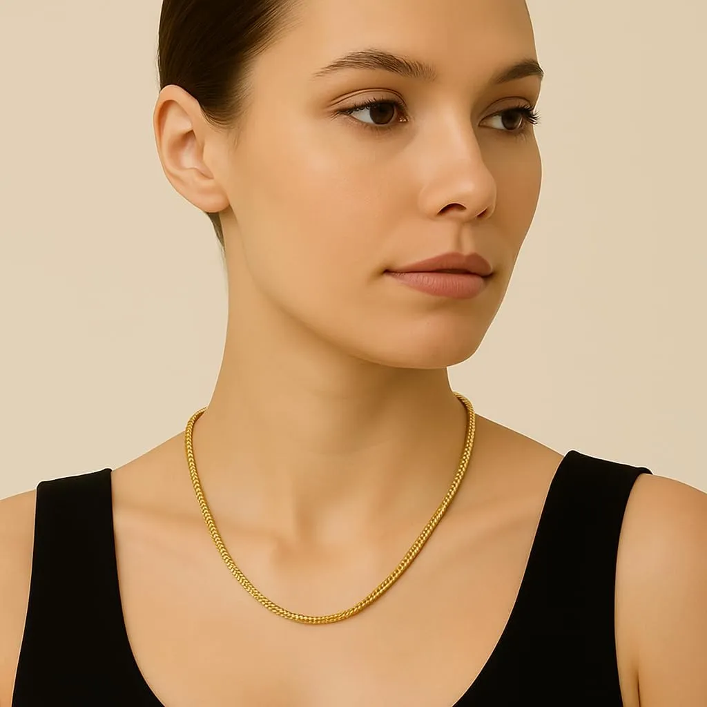 Italian Real 10K Solid Yellow Gold Franco Chain Necklace for Men & Women Radiant Diamond Cut with Lobster Claw Clasp 10K Real Gold Jewelry (1.0mm-2.5mm)