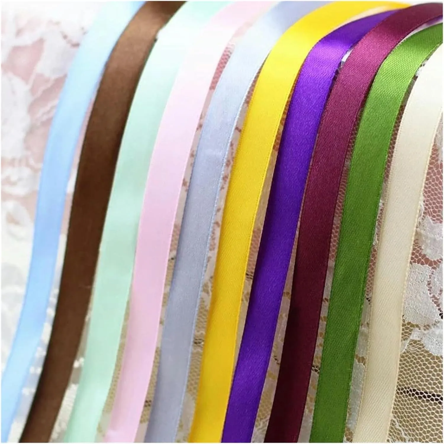 Ivory Satin,Christmas Ribbons, Stain Wrap Ribbon Decorative Ribbon Single Face Satin Ribbon Webbing Decoration Christmas Ribbons(Rose Red,15mm)