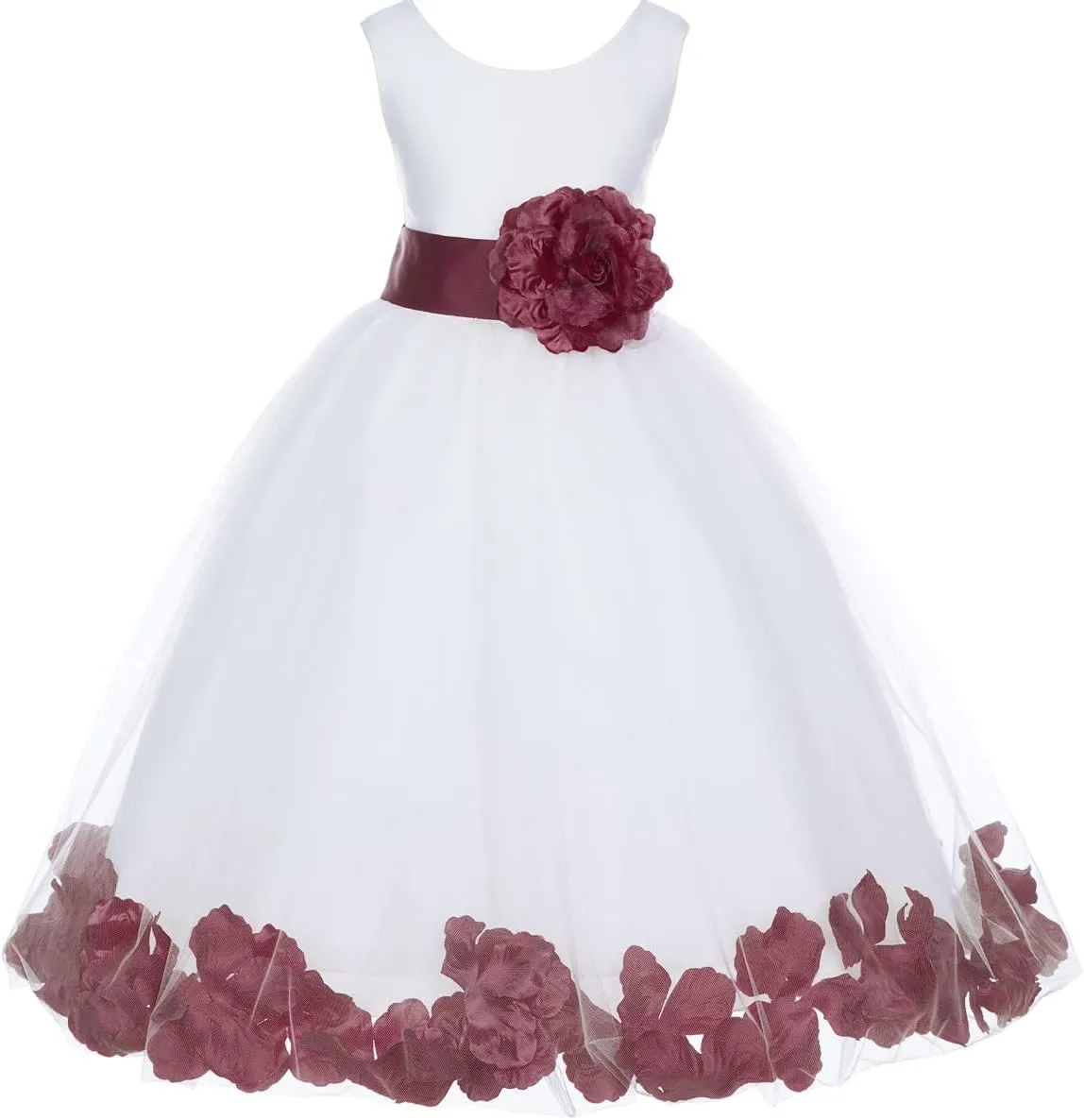 Ivory Tulle Rose Floral Petals Toddler Flower Girl Dresses Bridal Gown 302T