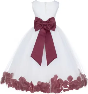 Ivory Tulle Rose Floral Petals Toddler Flower Girl Dresses Bridal Gown 302T