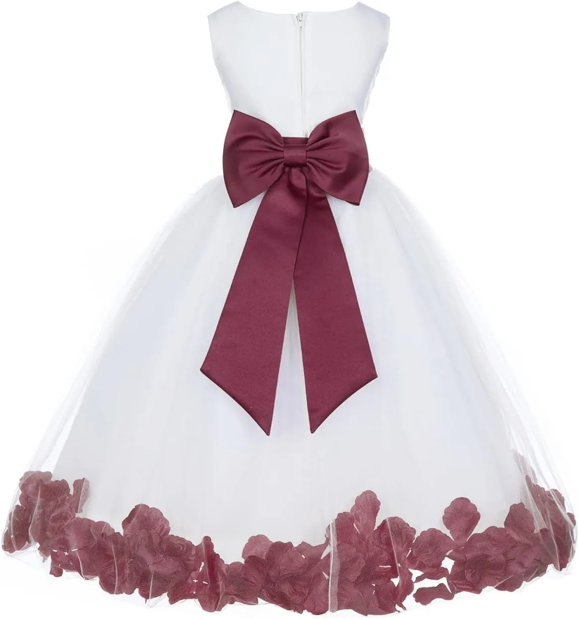 Ivory Tulle Rose Floral Petals Toddler Flower Girl Dresses Bridal Gown 302T