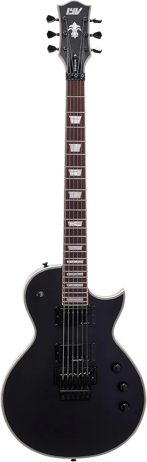 IYV 6 String IYV-ILP-400FR Solid Body wilth Floyld Rose Tremelo Electric Guitar, Satin Black, Right, (ILP-400FR)