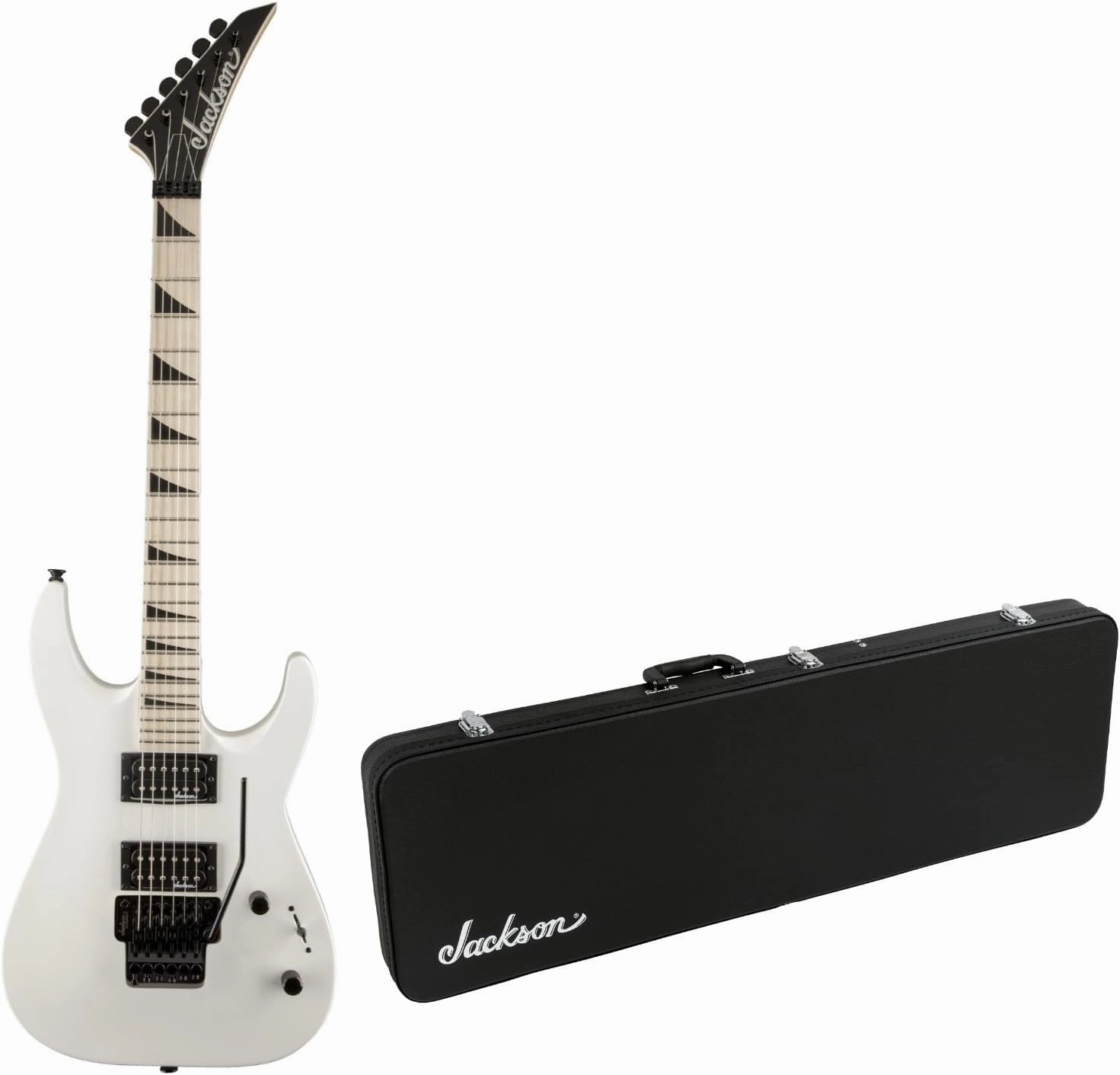 Jackson JS Series Dinky Arch Top JS32 DKAM 6-String Electric Guitar (Snow White) Bundle with Jackson Economy Hardshell Case (2 Items)