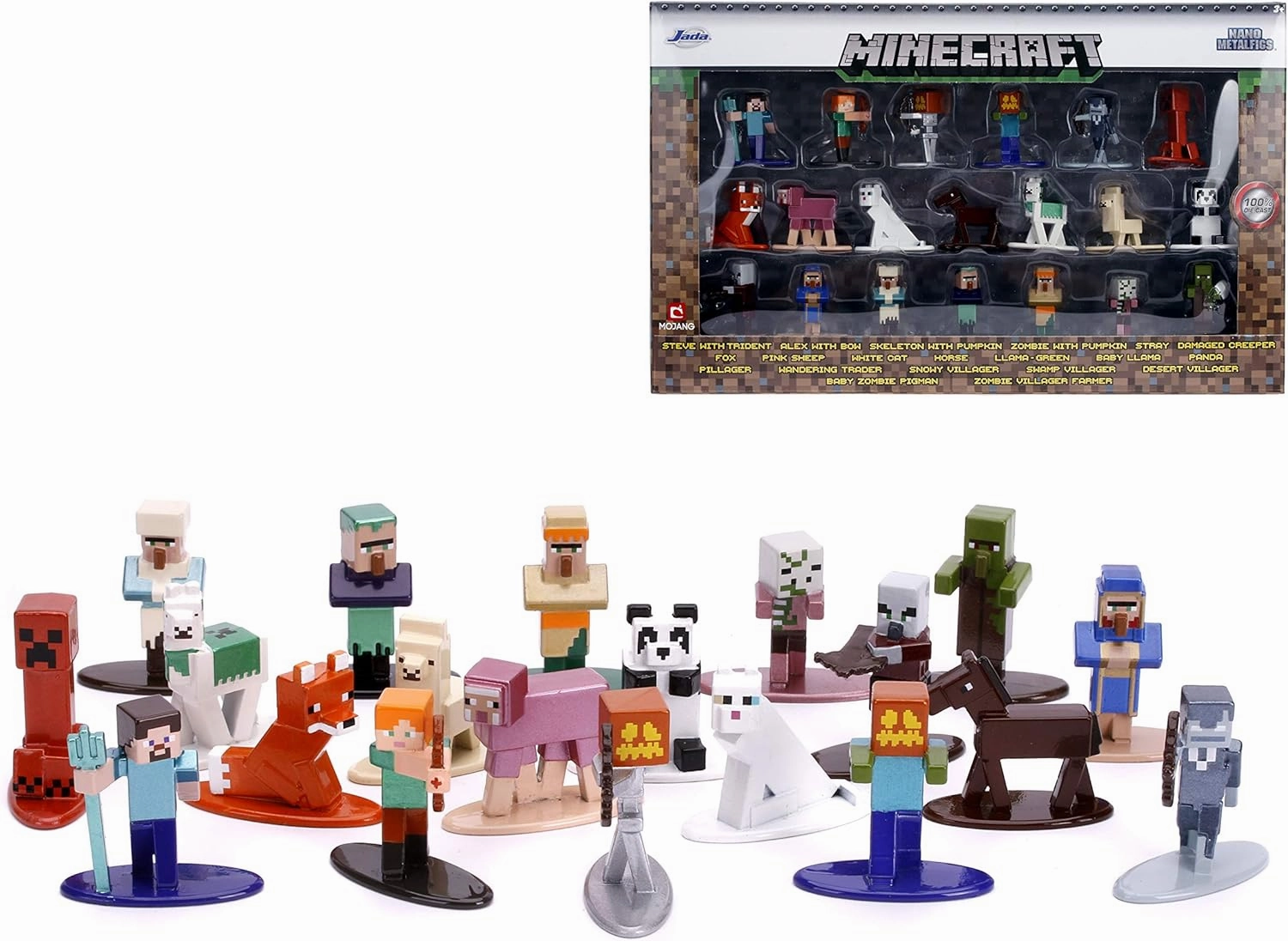 JADA Toys Nano METALFIGS Minecraft 20-Pack Wave 3, 1.65" Die-Cast Collectible Figures 31431, Brown