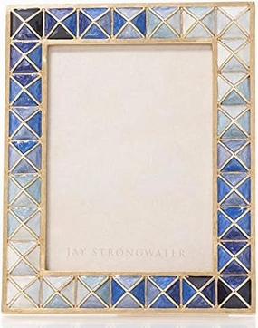 Jay Strongwater Abaculus Indigo Pyramid Frame, Modern and Geometric, 3" x 4"