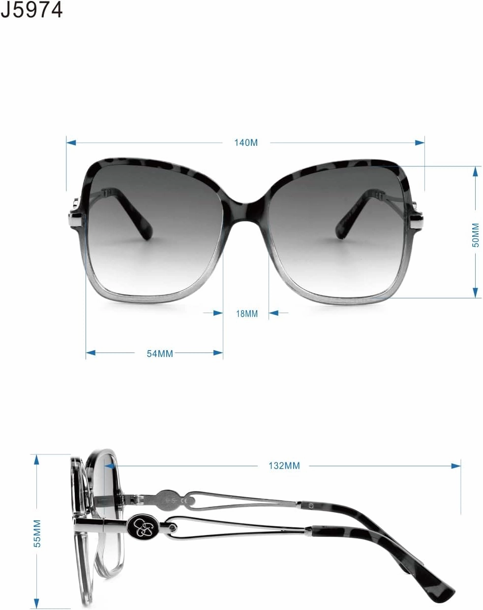 Jessica Simpson Women's J5234 Oversized Retro Butterfly Sunglasses