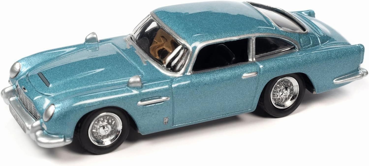 Johnny Lightning 1966 Aston Martin DB5 RHD (Right Hand Drive) Caribbean Pearl Blue Metallic Classic Gold Collection 2023 Release 1 Limited Edition to 4428 Pieces Worldwide 1/64 Diecast Model Car